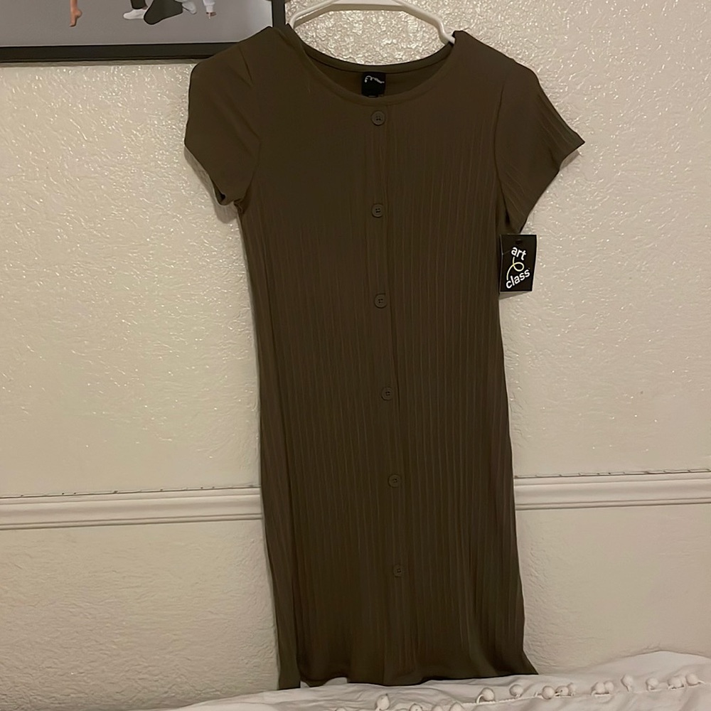 Girls dark olive green dress. Brand new with tags.